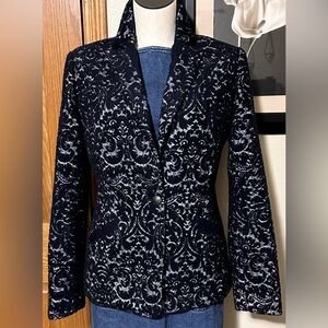 CAbi Navy and Grey Textured Jacket